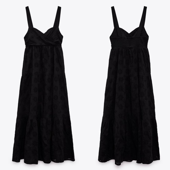 NEW zara openwork embroidered black 5107 dress - Picture 2 of 2